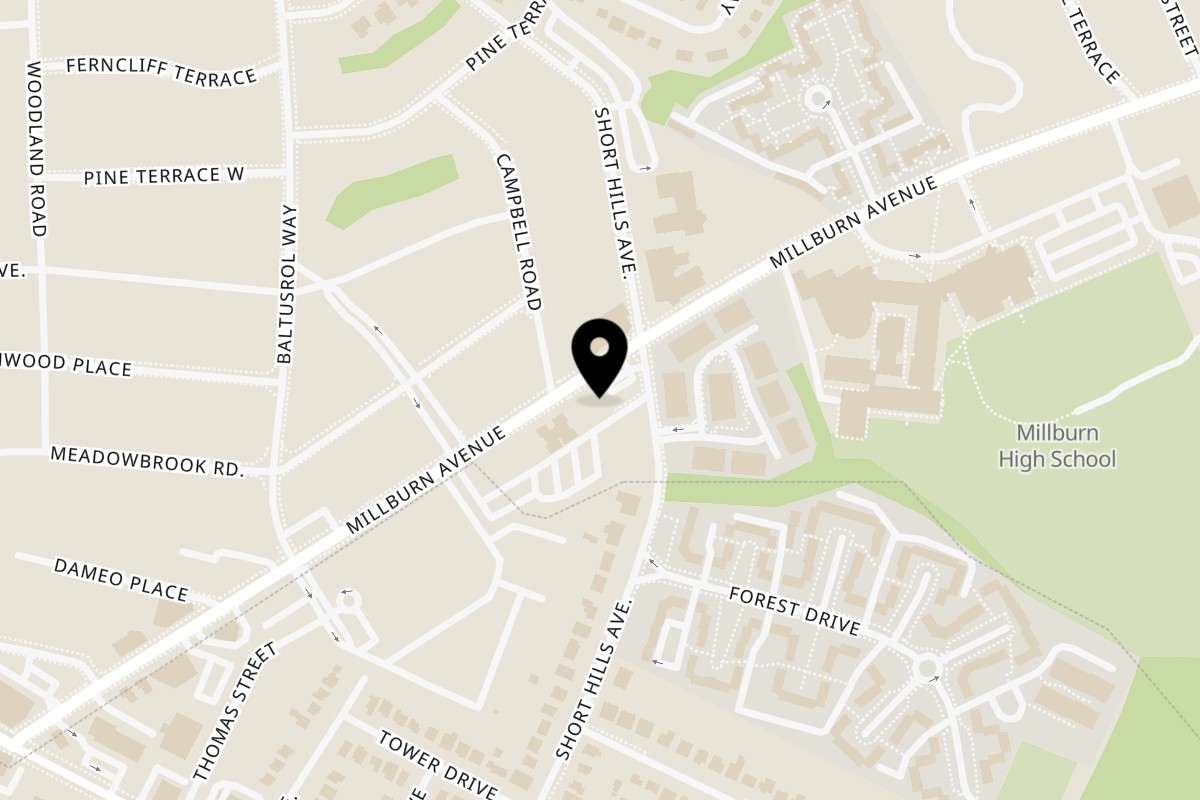 Map showing the location of Jack's Surf & Turf Short Hills on 504 Millburn Ave in Short Hills